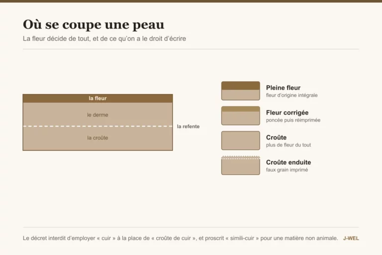 Cuir, croûte, pleine fleur, et pourquoi ces mots ne sont pas interchangeables